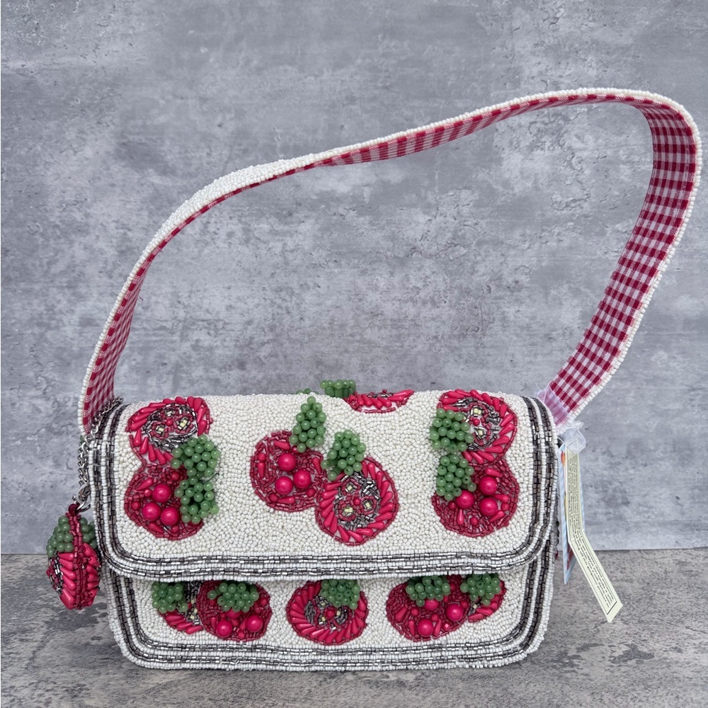 NWT Viral Handcrafted Beaded Tomatoes Shoulder Bag